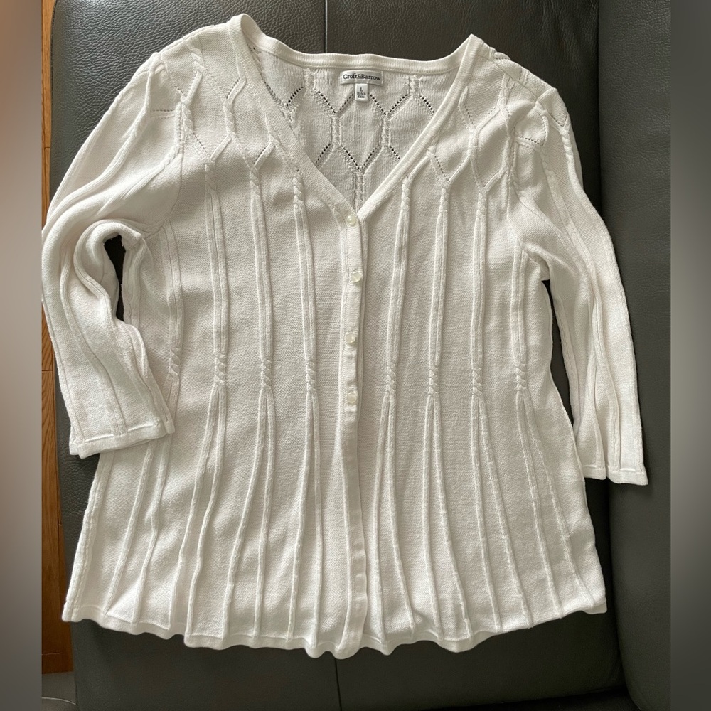 Croft & Barrow white Cardigan 💯 Cotton